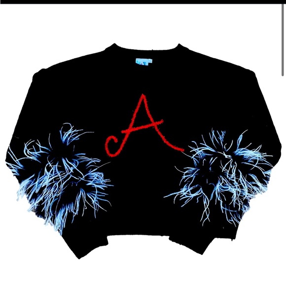 QUEEN OF SPARKLES Sweaters - Black A Sweater with feathers